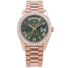 Rolex Day Date Olive Green Diamond-Set Bezel Swiss ETA Watch India | Ref. M228345RBR-0011 Rolex Day Date Olive Green Diamond-Set Bezel Swiss ETA Watch India | Ref. M228345RBR-0011