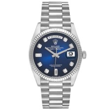 Rolex President Day Date White Gold Blue Diamond Dial Swiss ETA Watch Mumbai Ref. M128239-0023 Rolex President Day Date White Gold Blue Diamond Dial Swiss ETA Watch Mumbai Ref. M128239-0023